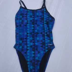 Sporti Blue and Black One Piece Swimsuit Size 36
